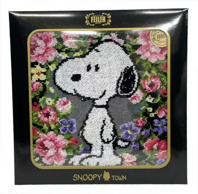 未使用 フェイラー ミニタオル シュニール ハンカチ スヌーピー グレー ブラック 花柄 FEILER タオル Peanuts ピーナツ 【中古】