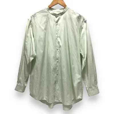 ▼【値下げしました】【holk】ホーク ノーカラーシャツ コットン サイズ2 グリーン系 男性用 メンズ トップス RA6937【中古】