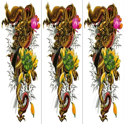 タトゥーシール タトゥーシール 肩から手首 龍 ドラゴン qb3033【特長・3枚セット】