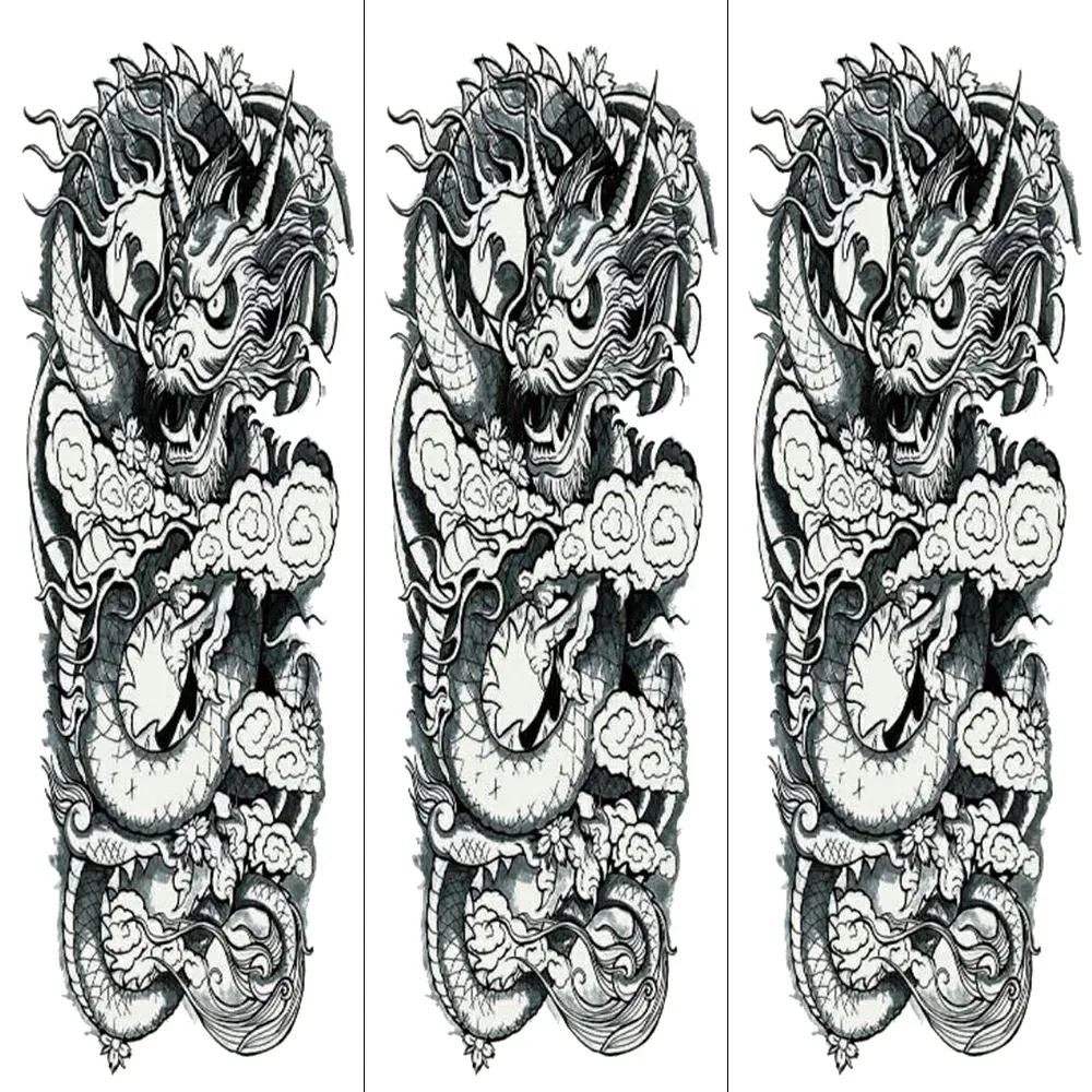 タトゥーシール タトゥーシール 肩から手首 龍 ドラゴン tqb019【特長・3枚セット】