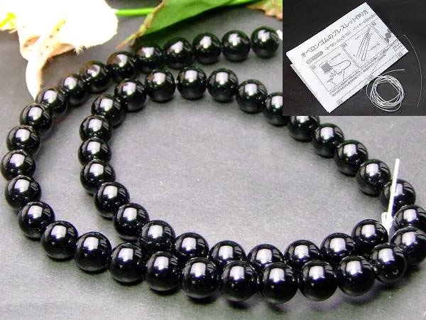 ≪g3-476≫今月の10%OFF●8mm●ブラックオニキス●送料無料有●最高級5A●1連38cm 通し針、解説書、1mゴム付き●ブラジル産●天然石●パワーストーン●