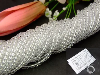 ≪g3-303A≫●4mm● クリスタルクォーツ AA 水晶●1連39cm 通し針、解説書、1mゴム付き●鑑別済・本物保証●送料無料有●天然●ブラジル産●天然石●パワーストーン●