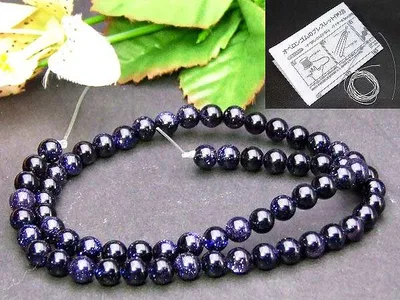 ≪g3-351≫今月10%OFF●6mm●ブルーゴールドストーン●紫金石●5A●1連36cm 通し針、解説書、1mゴム付き●送料無料有●人工石●パワーストーン
