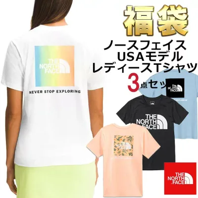 ノースフェイス Tシャツ 福袋 レディース 3枚セット USAモデル THE North Face 半袖Tシャツ 3点セット 送料無料 レディース ブランド 福袋 2026 予約 取寄まとめ買い お得 お楽しみ袋 冬 冬服 冬セット