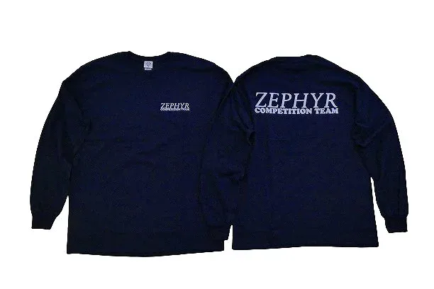 ZEPHYR COMPETITION TEAM LOGO ゼファー ZPLS#2NV バック&フロントチームコンペロゴ LONG SLEEVE ロングスリーブ ロンT NAVY 紺x白 ネイビー