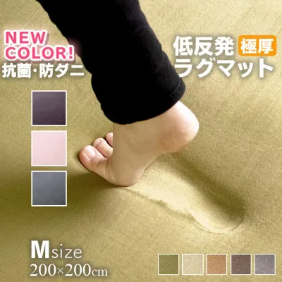 ラグ 低反発 極厚25mm 200×200cm ラグ 厚手 滑り止め ラグマット カーペット 2畳 ホットカーペット対応 リビング 秋 冬 フリーリー