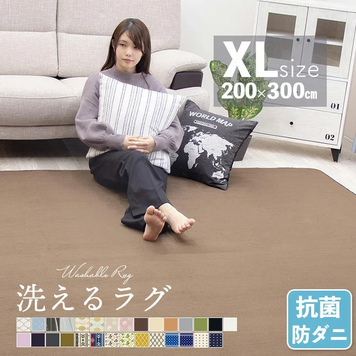 【ジャンル大賞!】 ラグ 洗える 200×300 ラグマット 滑り止め付 西海岸 絨毯 マット ラグカーペット 北欧 カーペット おしゃれ ホットカーペット対応 リビング 洗えるラグ 秋 冬 ウォッシャブル リビング