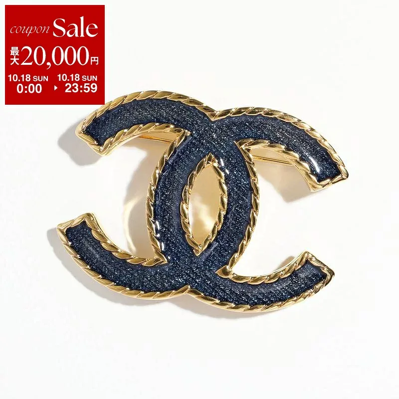 【最大2万円OFFクーポン対象・10/18限定】CHANEL シャネル ブローチ ABC726 B15375 レディース ココマーク CCマーク デニム メタル NU456/ゴールド×ネイビー