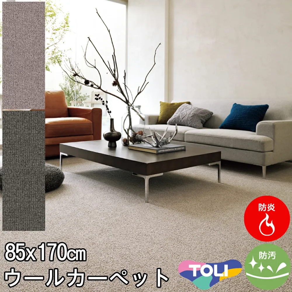 東リ 太さの違うパイルが表情豊かなウールカーペット 1帖絨毯 団地間1畳 85×170 エトウィール8800 防炎 制電 防汚 ホットカーペットカバー対応 カーペット ラグ春夏秋冬用 【東リ】
