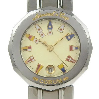 コルム CORUM アドミラルズカップ 腕時計 39.610.20 V050 ステンレススチール クオーツ アナログ表示 アイボリー文字盤 Admirals cup レディース【中古】