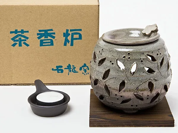 茶香炉 杉板付 石龍 灰釉花透かし homura3-829お茶のふじい・藤井茶舗