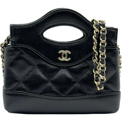 シャネル CHANEL CHANEL31 チェーンクラッチ AP3875 ブラック ゴールド金具 シャイニーラムスキン レディース ショルダーバッグ【中古】