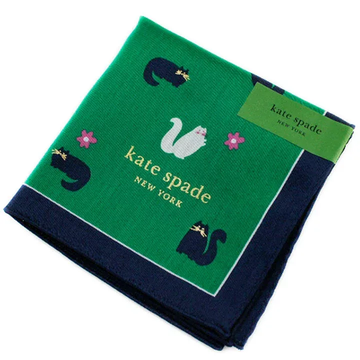 ケイト スペード ニューヨーク ハンカチ レディース 1枚 ブランド kate spade new york グリーン 紺 ネイビー 猫 ねこ ネコ キャット 花 フラワー ロゴ プリント 女性 婦人 ケート 母の日 20代 30代 40代 50代 プレゼント ギフト おしゃれ 大人 かわいい ポイント消化