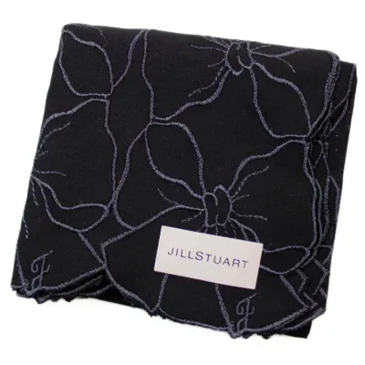 ジルスチュアート ハンカチ レディース 綿 高級 ブランド ハイブランド JILLSTUART 黒 ブラック リボン 刺繍 スカラップ 全面刺繍 ハンカチ 女性 婦人 母の日 実用的 20代 30代 40代 50代 60代 70代 プレゼント ギフト おしゃれ かわいい 大人 可愛い ポイント消化
