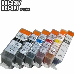BCI-321+320 【単品】 BCI-320PGBK BCI-321BK BCI-321C BCI-321M BCI-321Y BCI-321GY 【チップ付】 Canon キャノン 互換インク PIXUS mp640 mp560 mp630 ip4700 ip4600 mp540 mp550 mx870 ip3600 mp620 プリンターインク インクカートリッジ ★