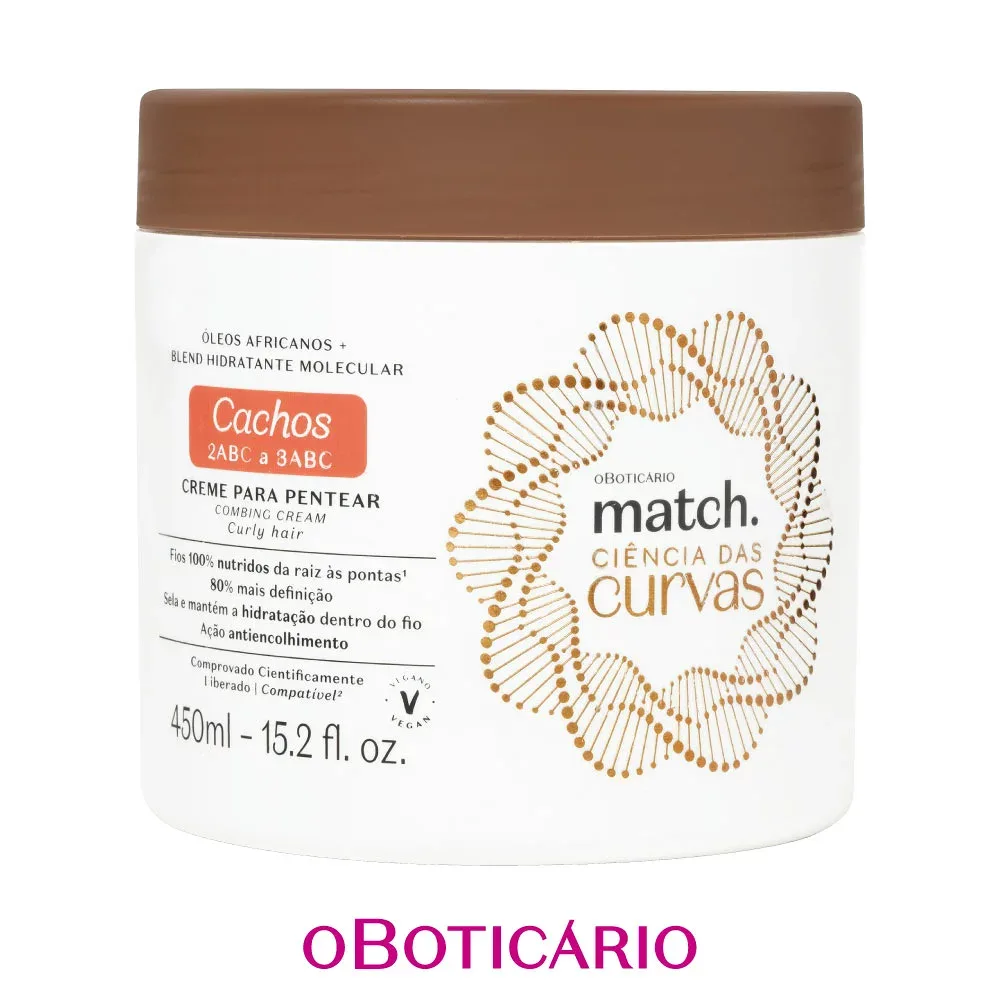 オ・ボチカリオ マッチ ヘアクリーム CURVAS-CACH カール◆OBOTICARIO MATCH CREME PARA PENTEAR CACHOS CIENCIAS DAS CURVAS 450ml