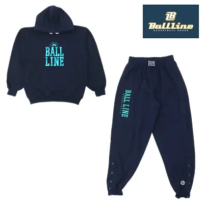 オンザコート BALL LINE ボールライン バスケット スウェットパーカー・パンツ BLSS2773:BLSP1773 ネイビー 上下セット 上下 セットアップ ボールラインスウェットパーカー ボールラインスウェットパンツ 裏毛 裾ボタン 裾ボタンパンツ 男女兼用
