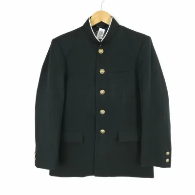 学生服 学ラン 160A 男子 上着 ウール混 標準型学生服 ラウンドカラー カシドス 黒 中古 ランクC a3 JJ5698