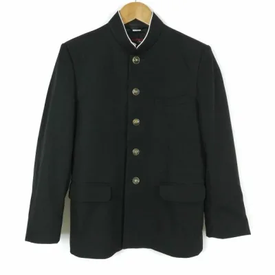 School Uniform School Run Men's Fuji Yacht Nano Wave Jacket Wool Blend Standard School Uniform Round Collar Cassidos Black Used Rank C A3 JJ5723