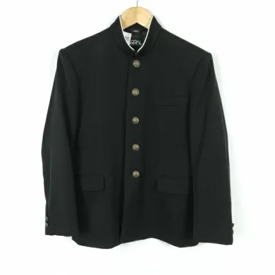 学生服 学ラン 160A 男子 トンボ 上着 丸洗い可 ウール混 標準型学生服 ラウンドカラー カシドス 黒 中古 ランクC a3 JJ6449