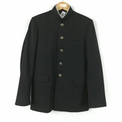 学生服 学ラン 155A 男子 上着 丸洗い可 ウール混 ラウンドカラー カシドス 黒 中古 ランクB a3 JJ6787