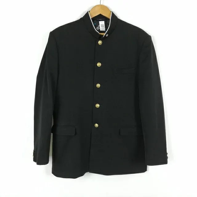学生服 学ラン 185A 男子 カンコー Dry Wash 上着 丸洗い可 ウール混 標準型学生服 ラウンドカラー カシドス 黒 中古 ランクC a3 JJ7174