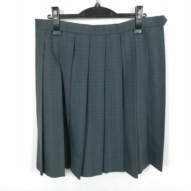 スクールスカート 大きいサイズ 夏物 w75-丈56 チェック 中学 高校 プリーツ 学生服 制服 女子 中古 HK7422