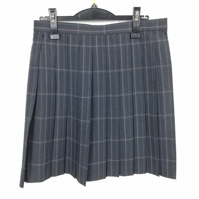 スクールスカート 夏物 w69-丈50 チェック 中学 高校 プリーツ 学生服 制服 女子 中古 HK7849