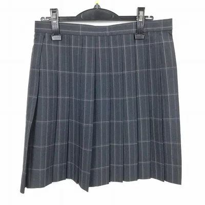 スクールスカート 夏物 w69-丈50 チェック 中学 高校 プリーツ 学生服 制服 女子 中古 HK7849