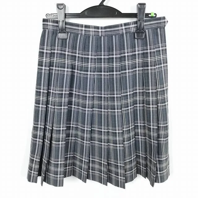 スクールスカート 夏物 w66-丈55 チェック 東京恩方中学 プリーツ 学生服 制服 女子 中古 HK7927