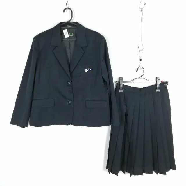 ブレザー スカート 上下2点セット 大きいサイズ 特大 冬物 女子 学生服 香川高松南高校 黒 制服 中古 ランクC NA9113