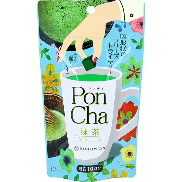 【2個セット】 PonCha 抹茶 フリーズドライ キューブ 固形 宇治 スティック 携帯用 インスタント ティー 来客用 水出し対応 ドリンク