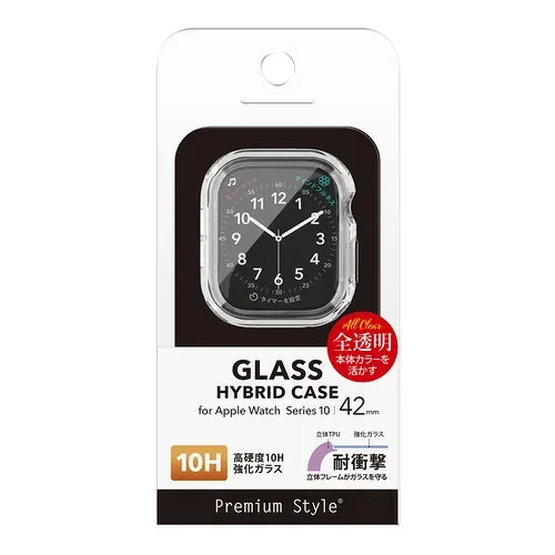 PGA Apple Watch ガラス保護ケース PG-AWTP42CL ハイブリッド クリア Series 強化ガラス カバー PGAWTP 衝撃吸収 アップルウォッチ用品