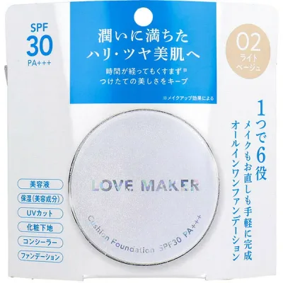 LOVE MAKER クッションファンデーション ベージュ SPF30 保湿 ツヤ肌 美容 スキンケア メイク下地 化粧品 K-4571212863135