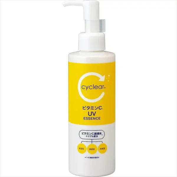 cyclear アップ ビタミン エッセンス ポンプ 180ml 日焼け止め ジェル Sunscreen SPF50 柑橘香 熊野油脂