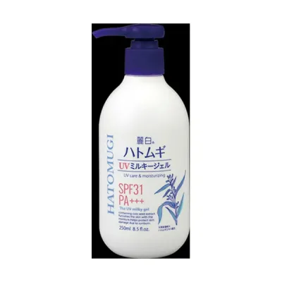 【3個セット】 熊野油脂 日焼け止めクリーム ジェルタイプ 250ml はとむぎエキス配合 保湿 SPF31 ローション ポンプ