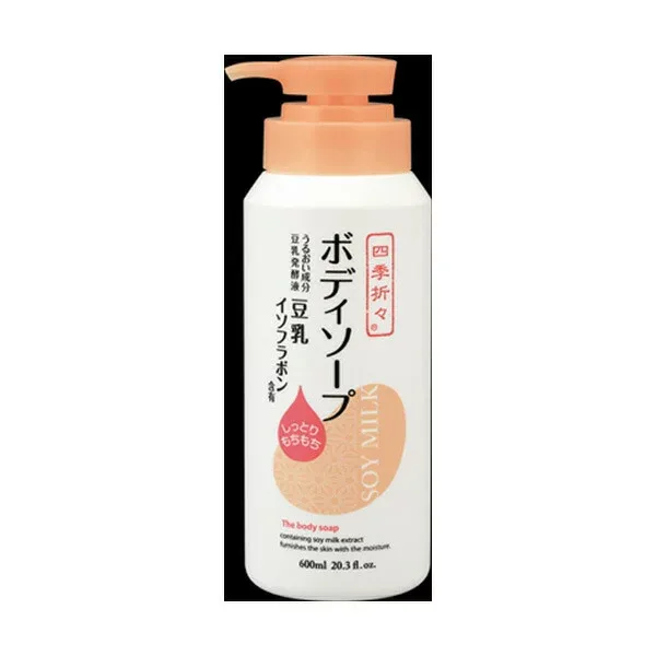 【7個セット】 豆乳イソフラボン配合ボディソープ 600ml 熊野油脂 四季折々 植物成分 スキンケア ボディケア 洗浄