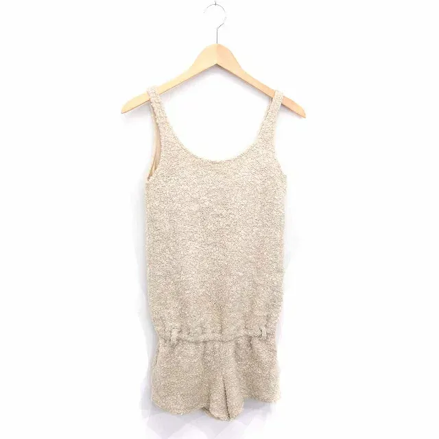 【中古】リエンダ rienda サロペット オールインワン パンツ ニット ショート ウール混 ノースリーブ S ベージュ 薄茶 /TT3 レディース 【ベクトル 古着】 220226