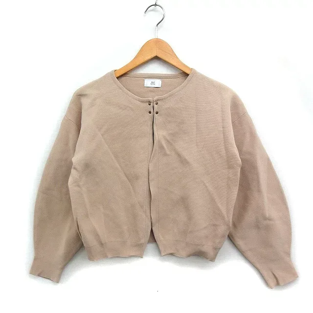 【中古】モイテュット moi tytto ニット カーディガン 丸首 無地 ホック F ベージュ /FT6 レディース 【ベクトル 古着】 250120