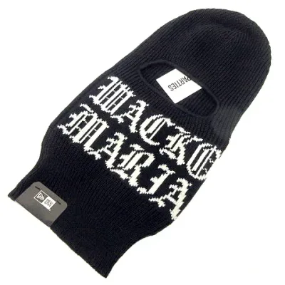 【中古】未使用品 ワコマリア WACKO MARIA ×NEW ERA タグ付き 25FW JACQUARD KNIT BALACLAVA ニット バラクラバ 帽子 フリー 黒 ブラック A0210 メンズ 【ベクトル 古着】 260210