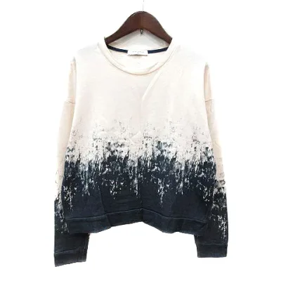 【中古】ユナイテッドアローズ UNITED ARROWS トレーナー スウェット 総柄 長袖 白 アイボリー 紺 ネイビー /MN レディース 【ベクトル 古着】 260401