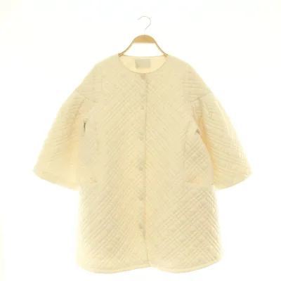 【中古】セルフォード CELFORD キルティングフレアコート アウター ノーカラー 中綿 F アイボリー /CX ■OS レディース 【ベクトル 古着】 260618