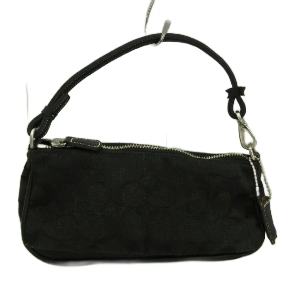 【中古】コーチ COACH ミニハンドバッグ アクセサリーポーチ キャンバス レザー シグネチャー 黒 ブラック 6094 /XZ ■GY18 レディース 【ベクトル 古着】 260704