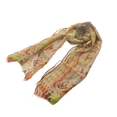 【中古】エトロ ETRO ストール ペイズリー柄 フリンジ 絹 シルク マルチカラー 薄手 /RI ■OS ■GY18 レディース 【ベクトル 古着】 260722