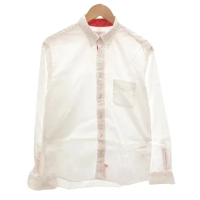 【中古】B&Y ユナイテッドアローズ BEAUTY&YOUTH ビューティー&ユース 浦和レッズ コラボ シャツ 長袖 ストライプ L 白 ホワイト /FF 【ベクトル 古着】 260724