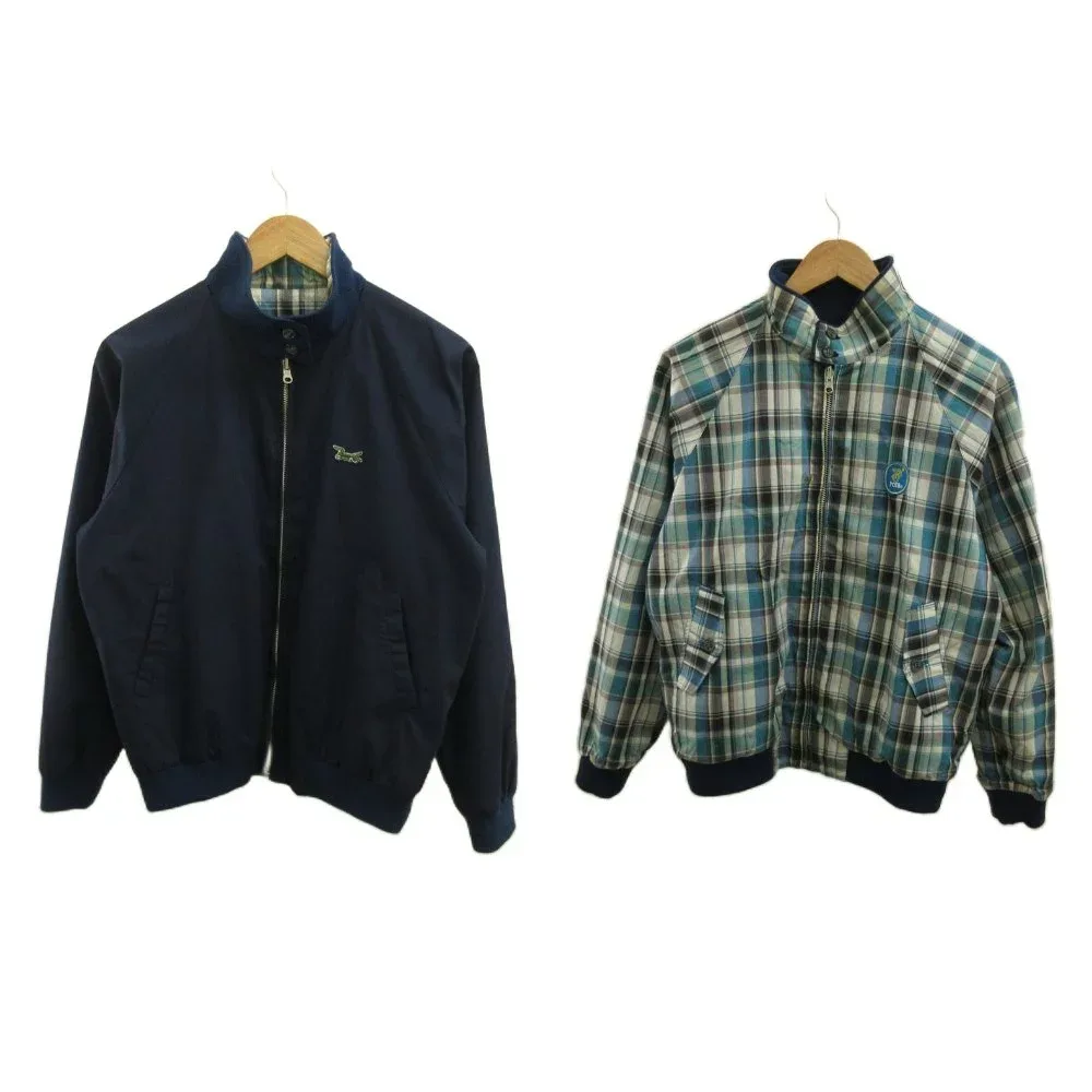 【中古】ローター ROTAR ジャケット 上着 M 紺 ネイビー リバーシブル チェック柄 長袖 /KK ■GY69 メンズ 【ベクトル 古着】 260726