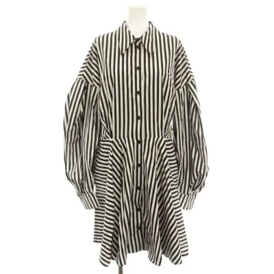 【中古】未使用品 ニナリッチ NINA RICCI シャツワンピース ひざ丈 長袖 ストライプ柄 44 黒 ブラック 白 ホワイト 25PCRO027CO1090 /YT ■GY53 レディース 【ベクトル 古着】 260730