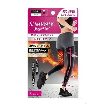 スリムウォーク(R) ビューアクティ燃焼シェイプレギンス for Sports ブラック M〜L 516-074757-00