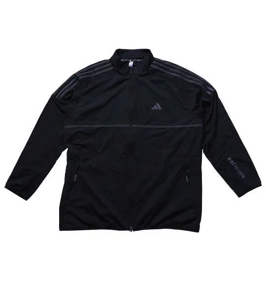 メンズ ウインドブレーカー ジャンパー ゴルフ WIND.RDY スリーストライプス フルジップ ウインドジャケット adidas golf 黒 ブラック 3XL 大きいサイズ