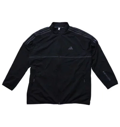 メンズ ウインドブレーカー ジャンパー ゴルフ WIND.RDY スリーストライプス フルジップ ウインドジャケット adidas golf 黒 ブラック 3XL 大きいサイズ